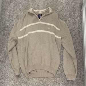 Cream and white Chaps quarter zip sweater